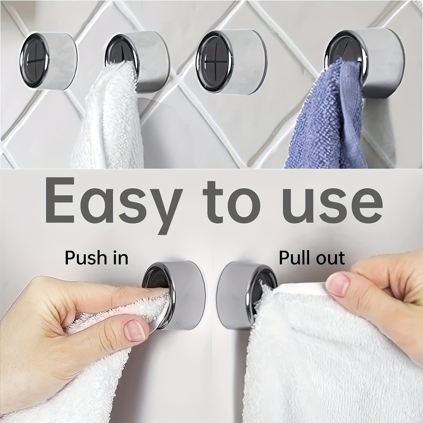 Set of 1/3 Stylish Self-Adhesive Wall-Mounted Towel Hooks