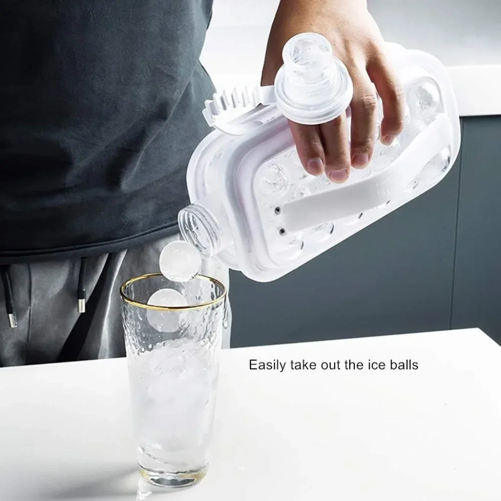 2-in-1 Ice Ball Maker & Storage Container – 17 Grid Silicone Ice Mold