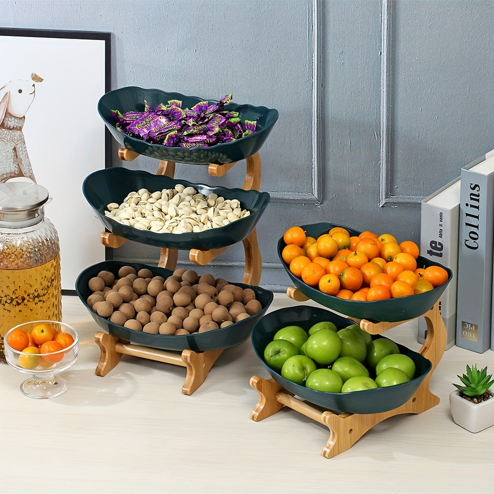 Bamboo Tiered Fruit & Snack Tray