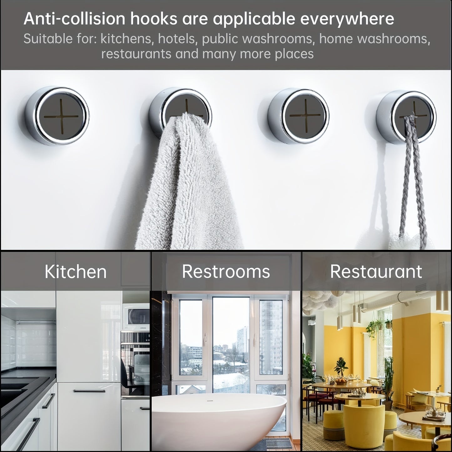Set of 1/3 Stylish Self-Adhesive Wall-Mounted Towel Hooks