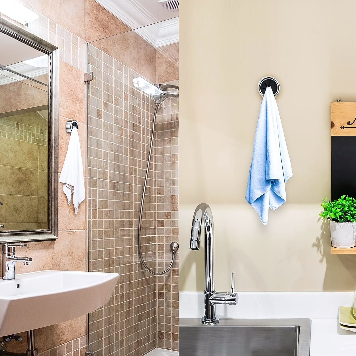 Set of 1/3 Stylish Self-Adhesive Wall-Mounted Towel Hooks