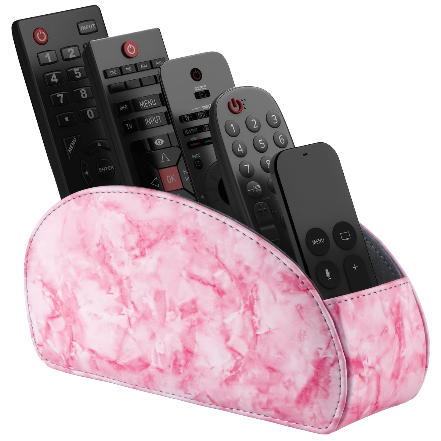 Black Faux Leather Remote Control Organizer with 5 Compartments