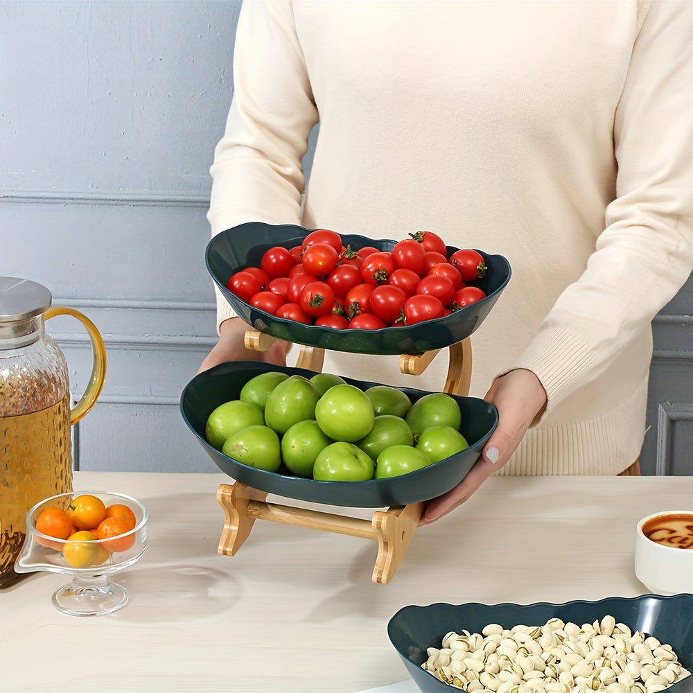Bamboo Tiered Fruit & Snack Tray