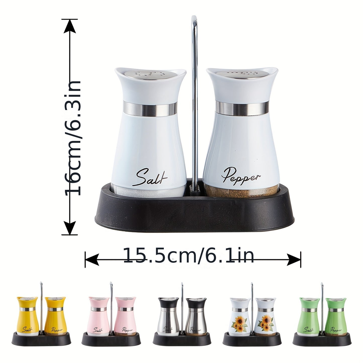 Stainless Steel Salt and Pepper Shaker Set with Stand
