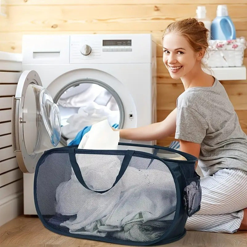Extra-Large Mesh Laundry Hamper with Handles