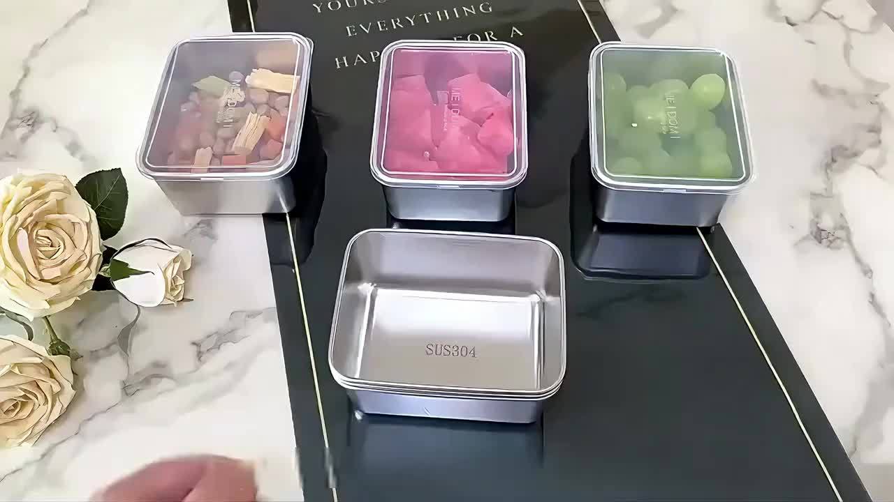 Set of 5 Stainless Steel Food Storage Containers with Lids
