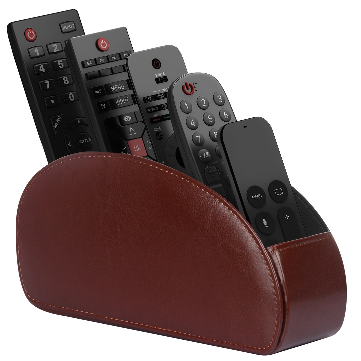 Black Faux Leather Remote Control Organizer with 5 Compartments