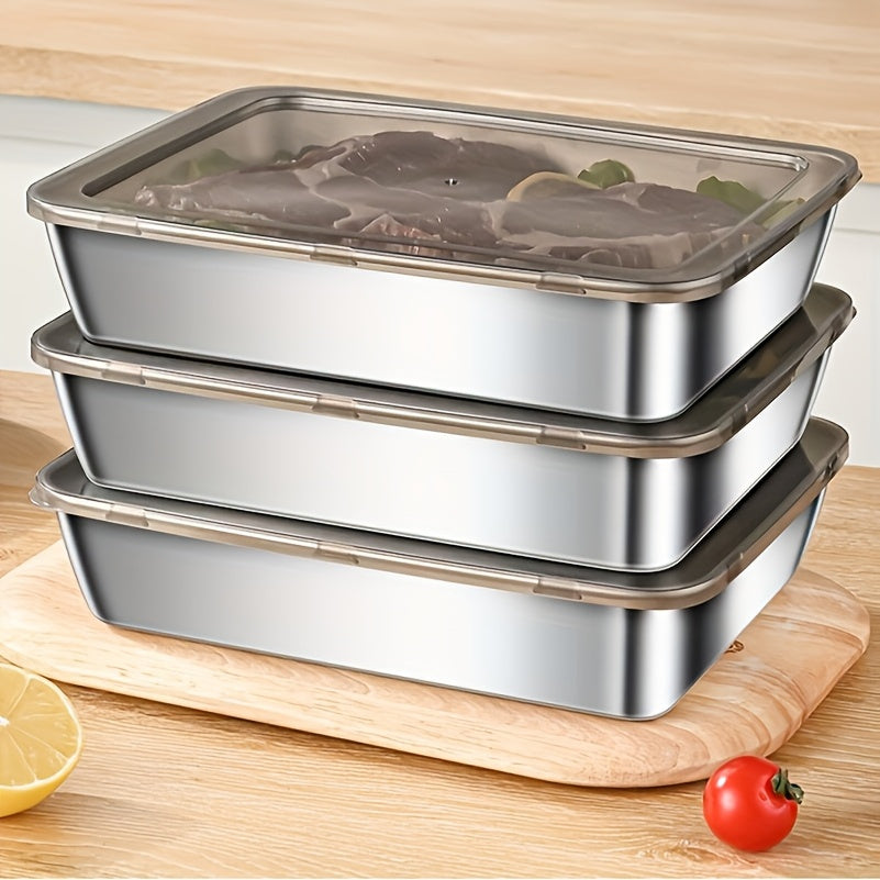 Set of 3 Stainless Steel Food Storage Containers