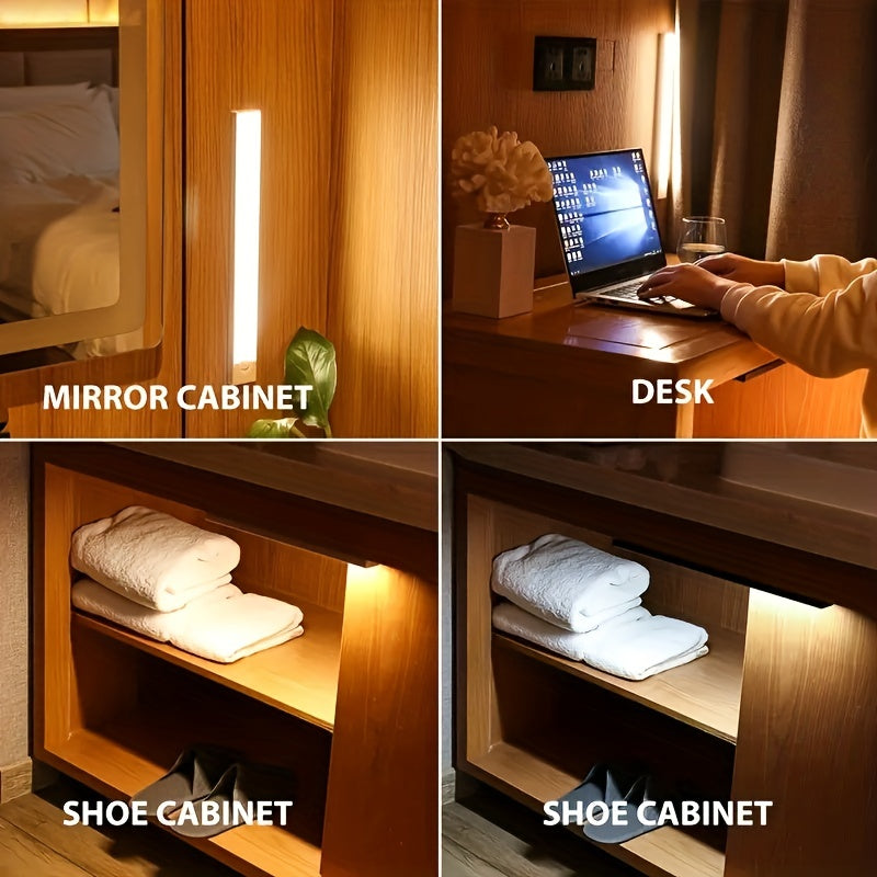 Modern Motion Sensor LED Night Light - USB Rechargeable & Energy-Efficient Lamp