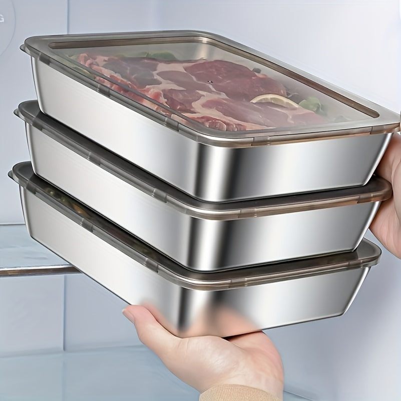Set of 3 Stainless Steel Food Storage Containers