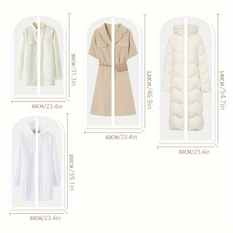 5pcs Garment Covers Set, Transparent Zippered Dust-Proof Suit Bags