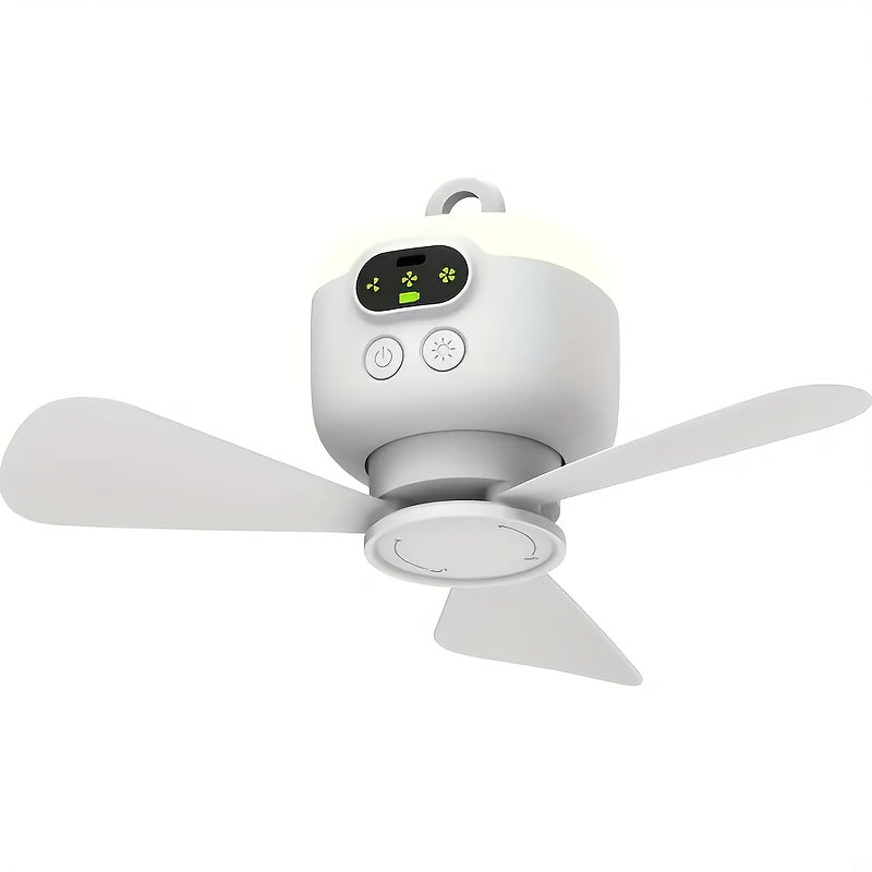 USB Rechargeable Portable Ceiling Fan with Built-in LED Light