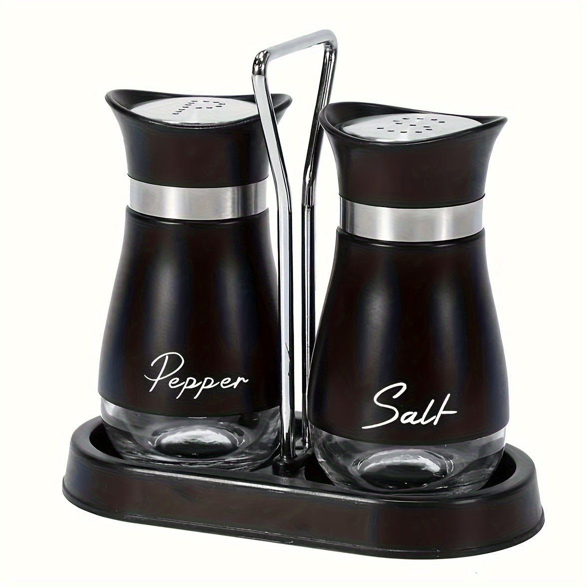 Stainless Steel Salt and Pepper Shaker Set with Stand