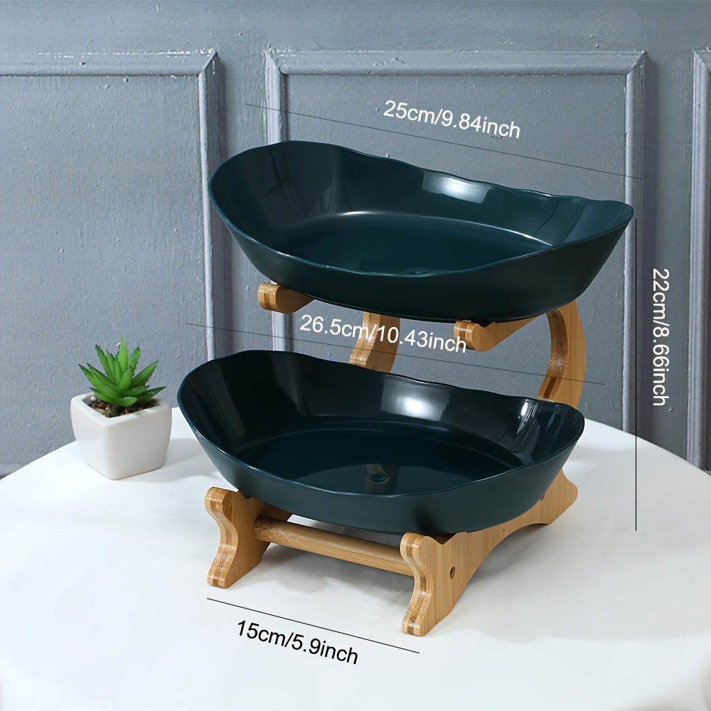 Bamboo Tiered Fruit & Snack Tray