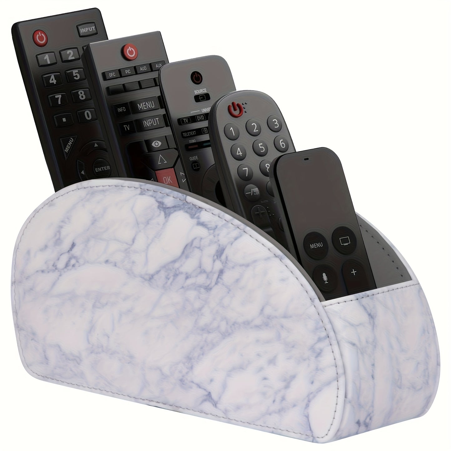 Black Faux Leather Remote Control Organizer with 5 Compartments
