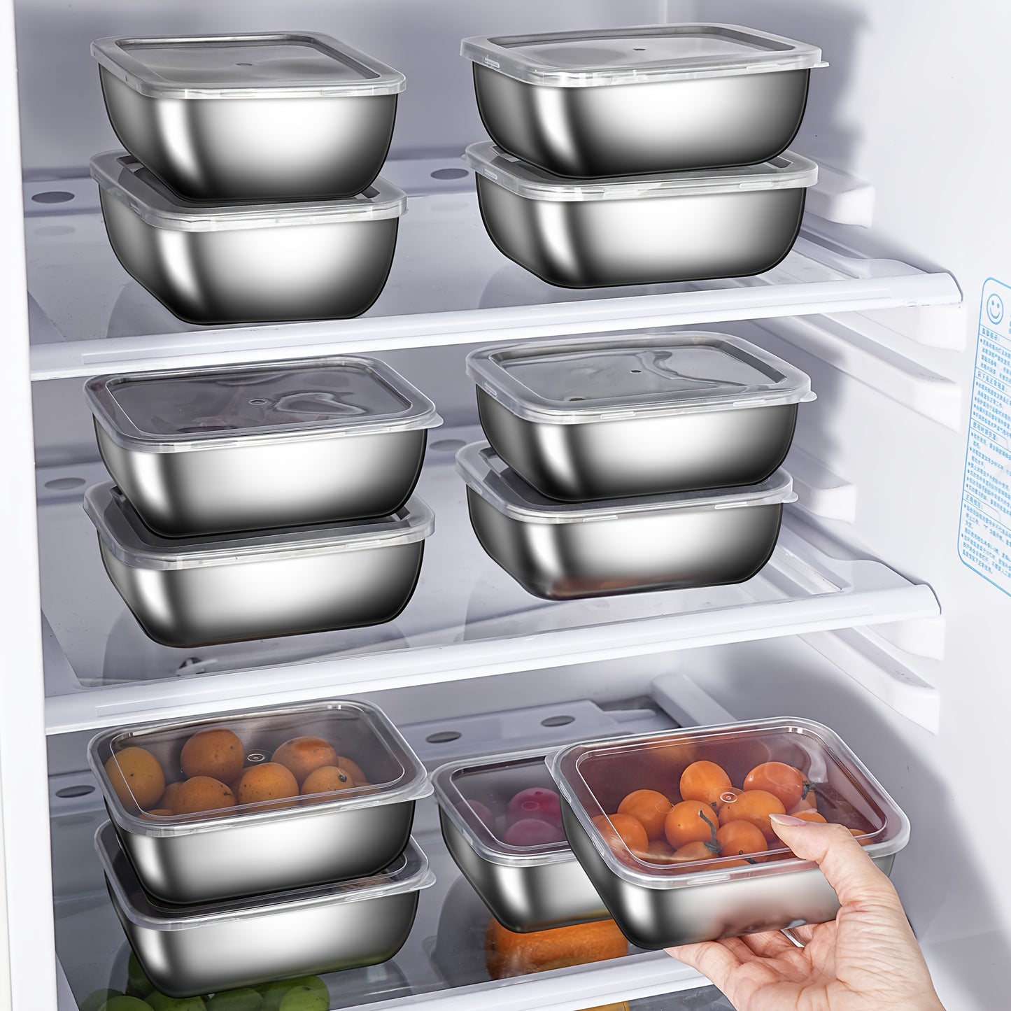 Set of 5 Stainless Steel Food Storage Containers with Lids