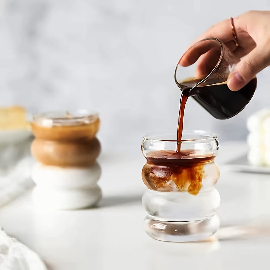 Wave-Shaped Glass Milkshake Cups with Straws