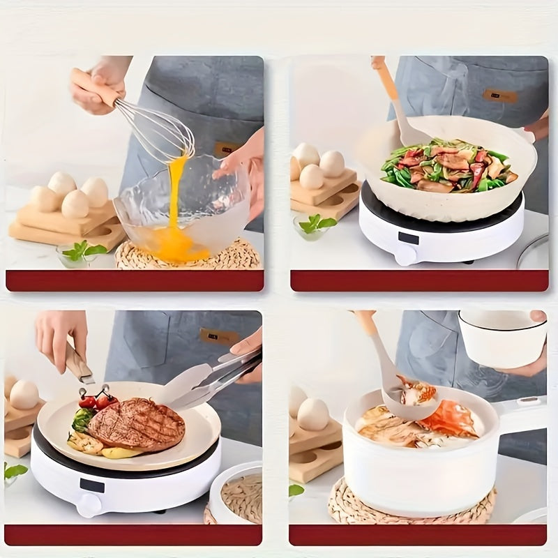 Silicone Kitchen Utensil Set with Wooden Handles - 6/12-Piece