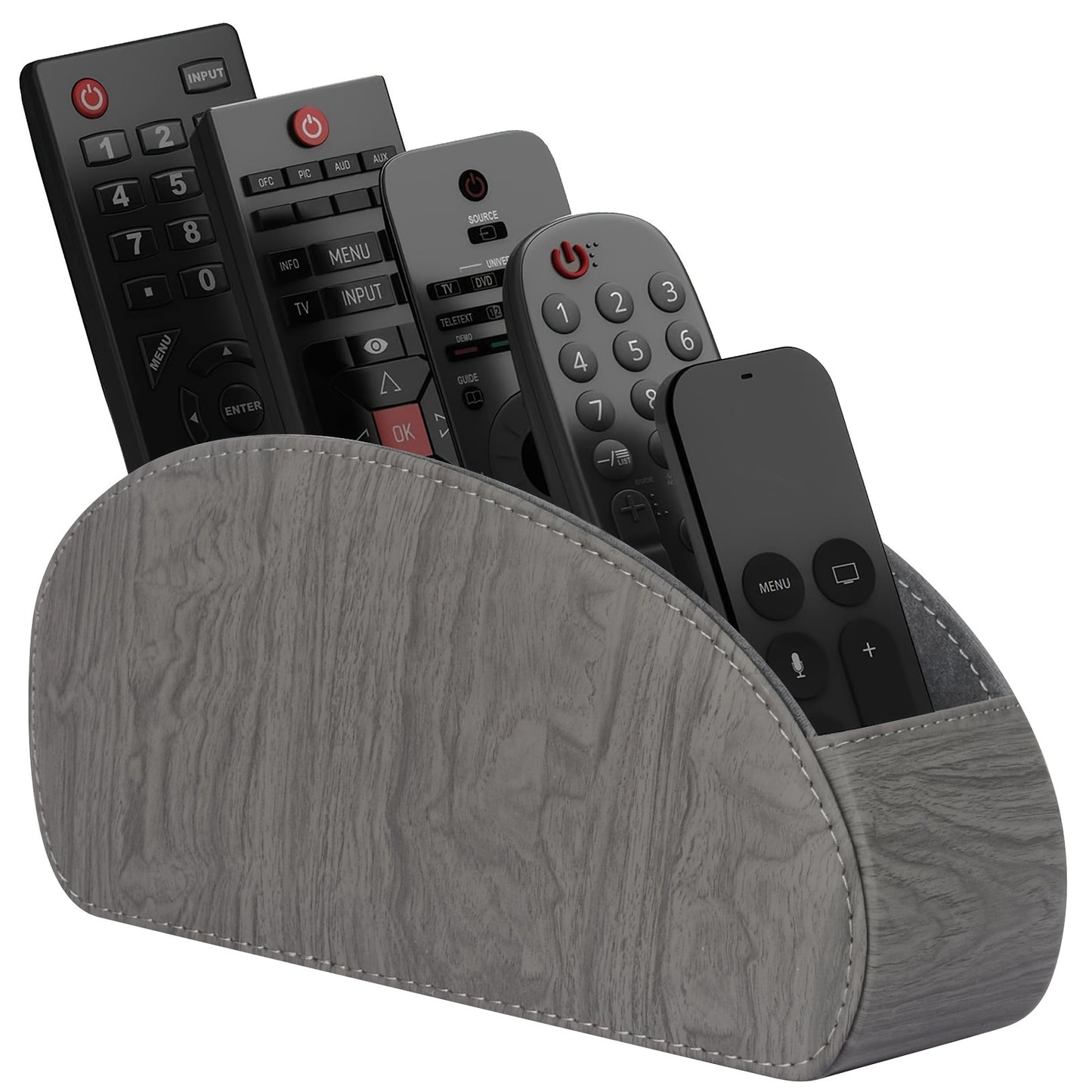Black Faux Leather Remote Control Organizer with 5 Compartments