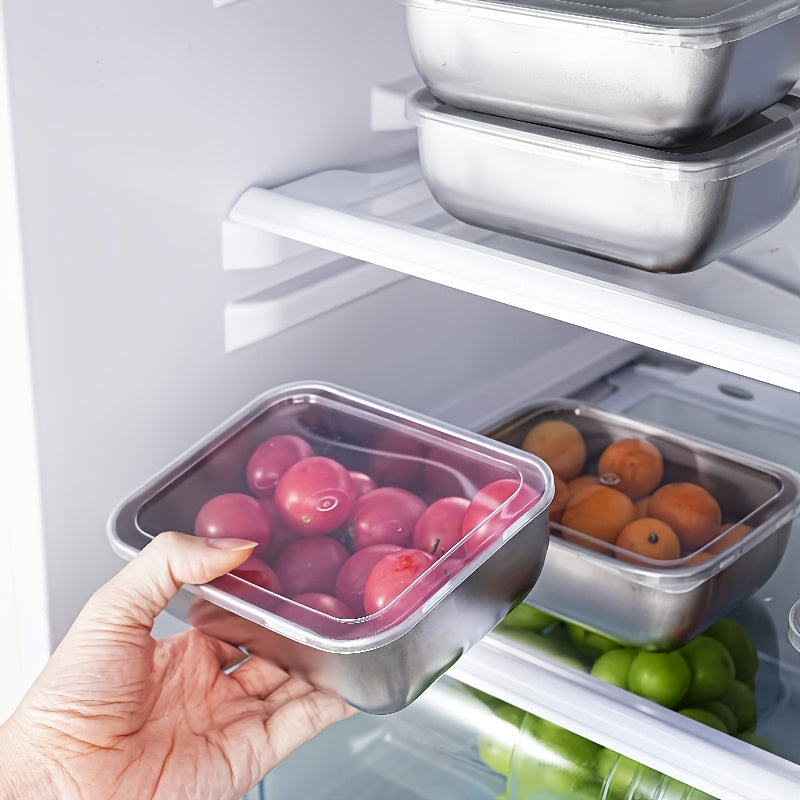 Set of 5 Stainless Steel Food Storage Containers with Lids