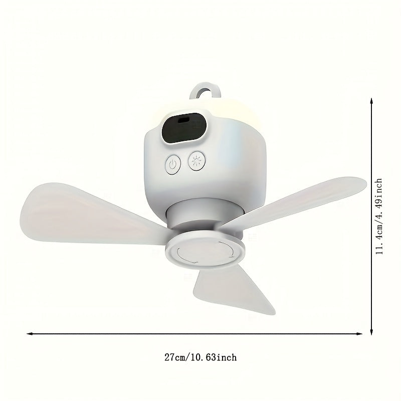 USB Rechargeable Portable Ceiling Fan with Built-in LED Light