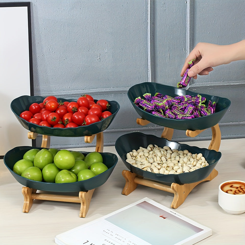 Bamboo Tiered Fruit & Snack Tray