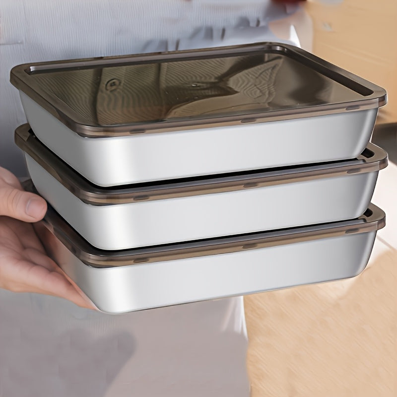 Set of 3 Stainless Steel Food Storage Containers