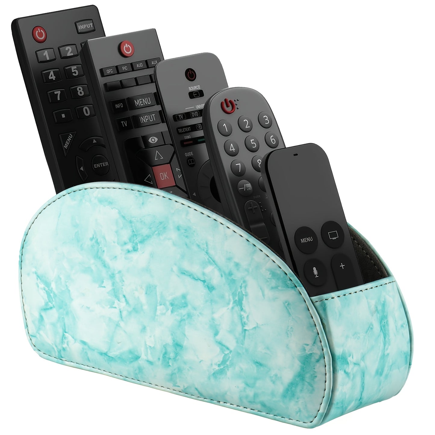 Black Faux Leather Remote Control Organizer with 5 Compartments
