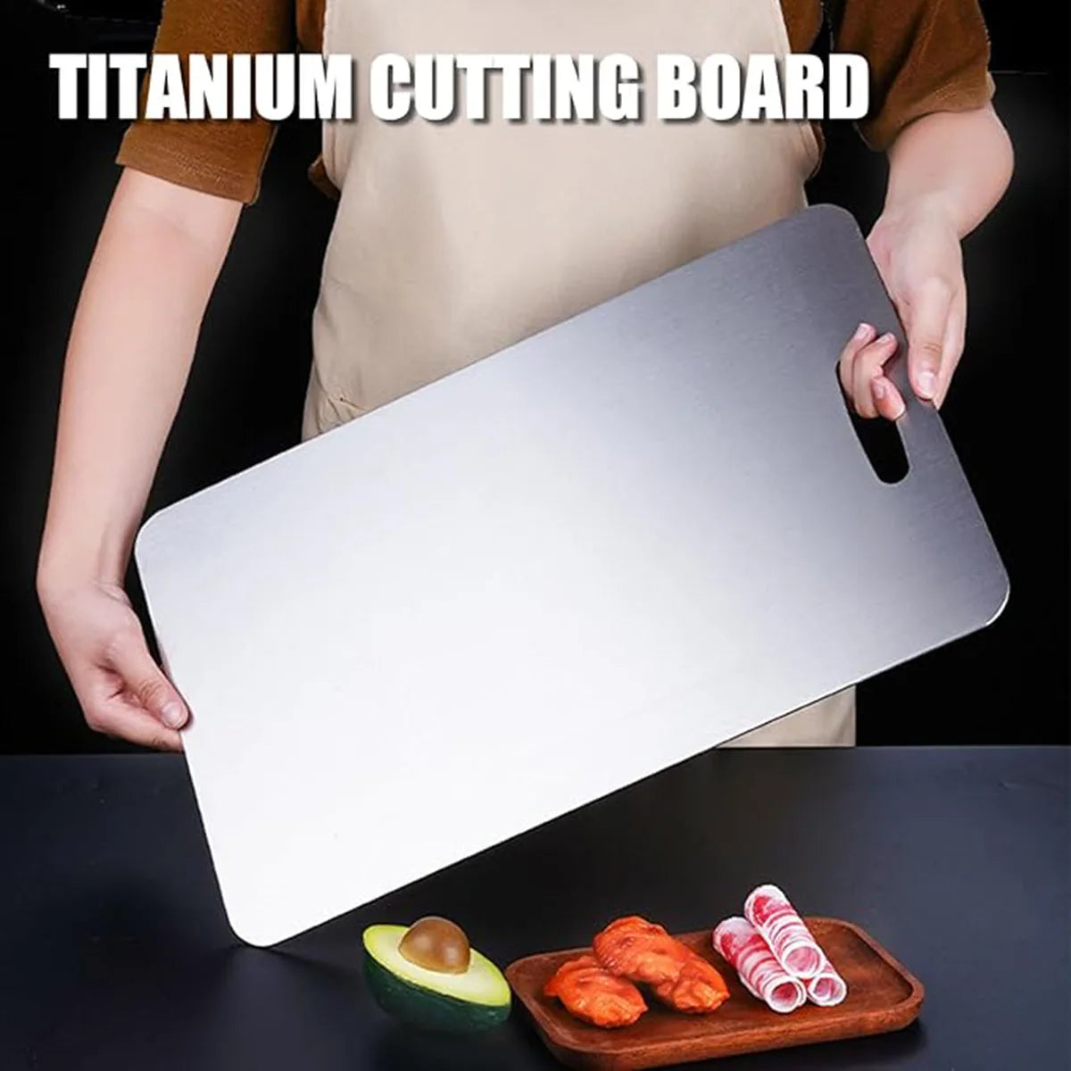 Titanium Chopping Board, 100% Pure Titanium Chopping Board, Double-Sided Titanium Chopping Board for Cutting Vegetables and Meat (12 * 8inch)