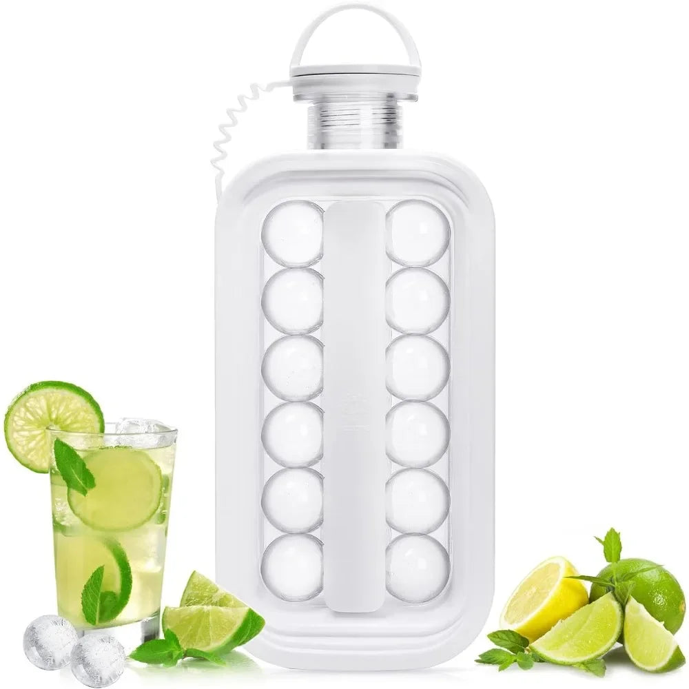 2-in-1 Ice Ball Maker & Storage Container – 17 Grid Silicone Ice Mold