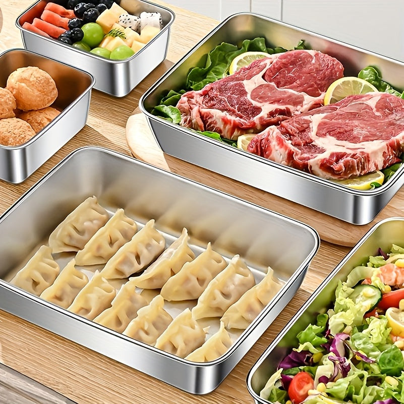 Set of 3 Stainless Steel Food Storage Containers