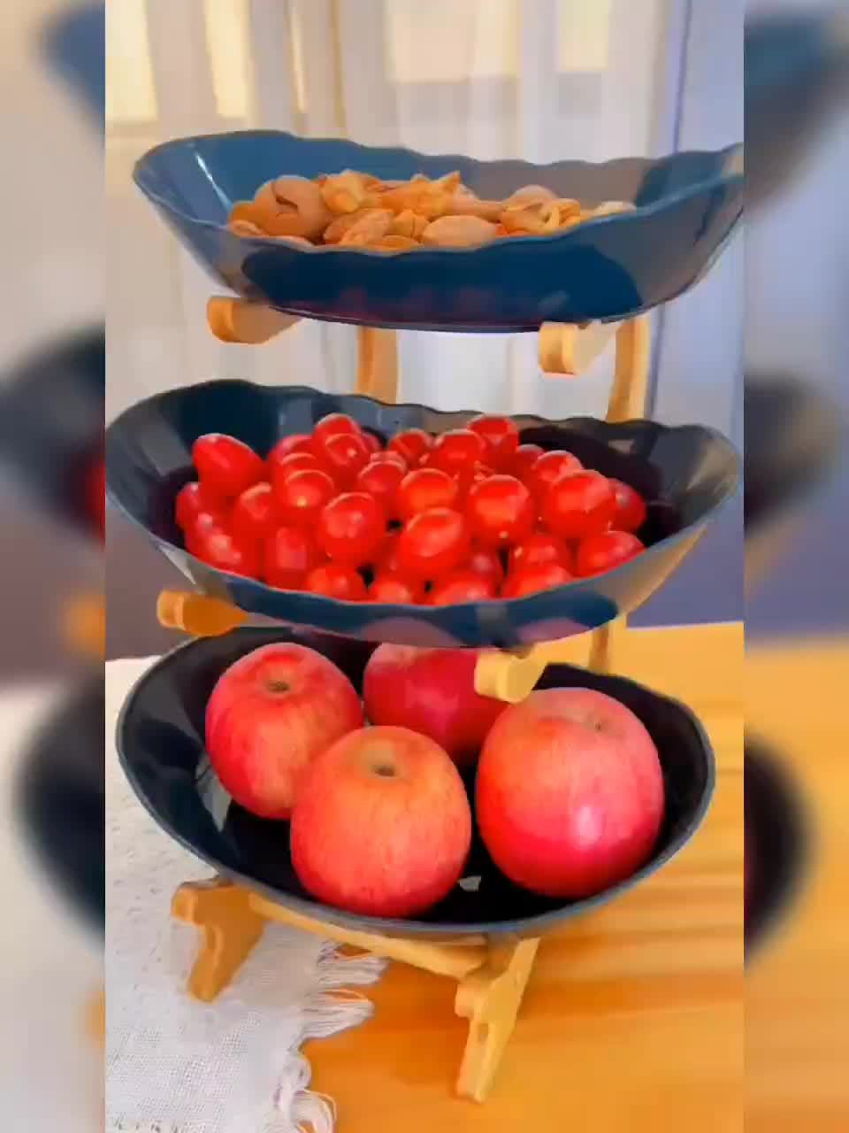 Bamboo Tiered Fruit & Snack Tray