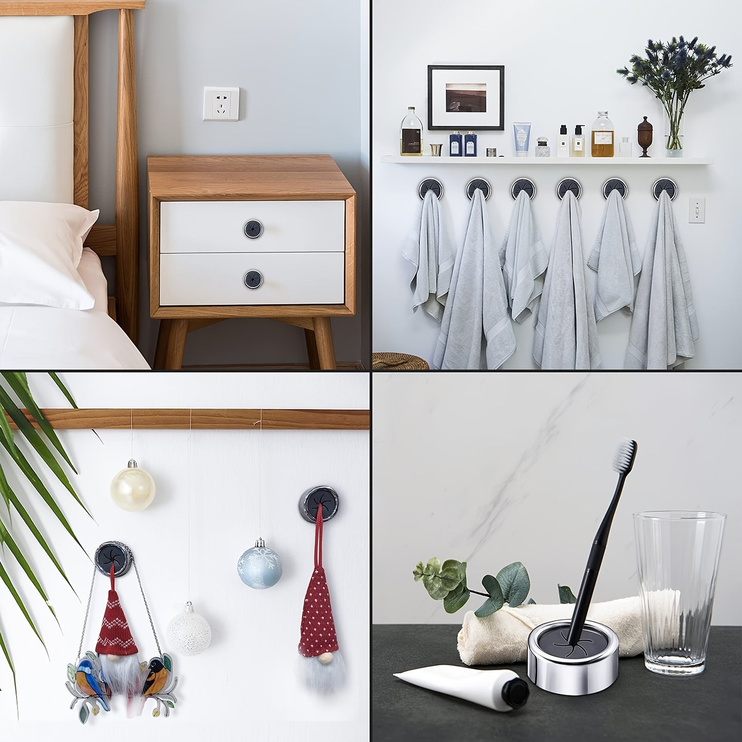 Set of 1/3 Stylish Self-Adhesive Wall-Mounted Towel Hooks