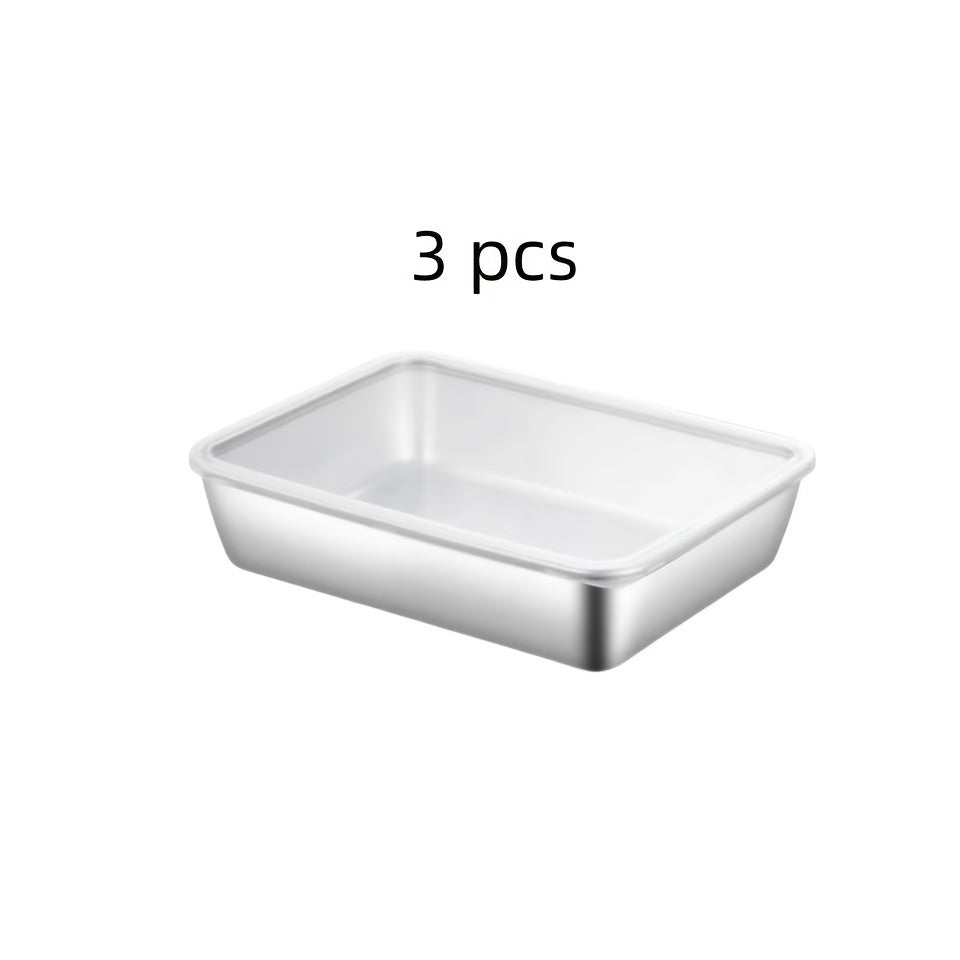 Set of 3 Stainless Steel Food Storage Containers