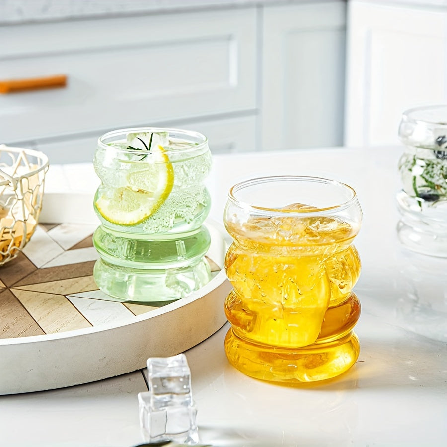 Wave-Shaped Glass Milkshake Cups with Straws
