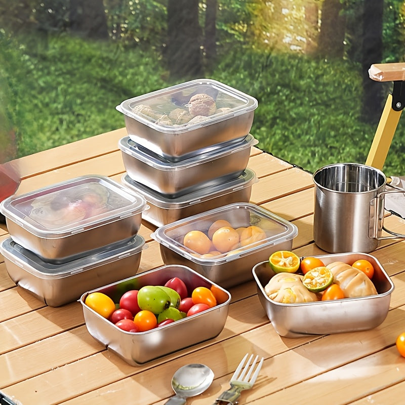 Set of 5 Stainless Steel Food Storage Containers with Lids