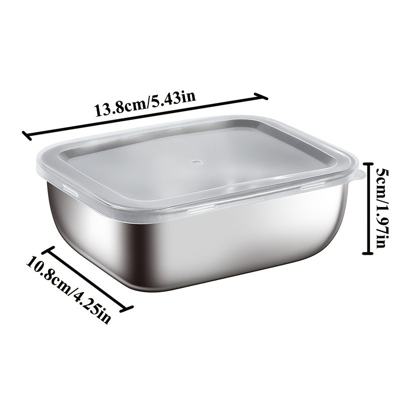 Set of 5 Stainless Steel Food Storage Containers with Lids