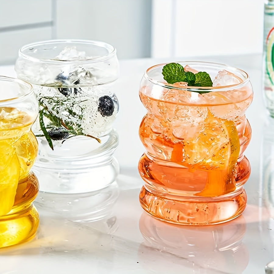 Wave-Shaped Glass Milkshake Cups with Straws